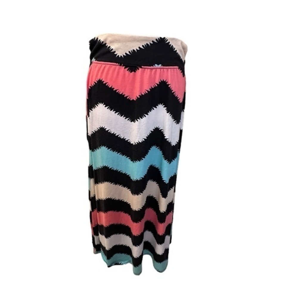Women’s XL Magazine Black Multi Color Western Style Chevron Maxi Skirt
